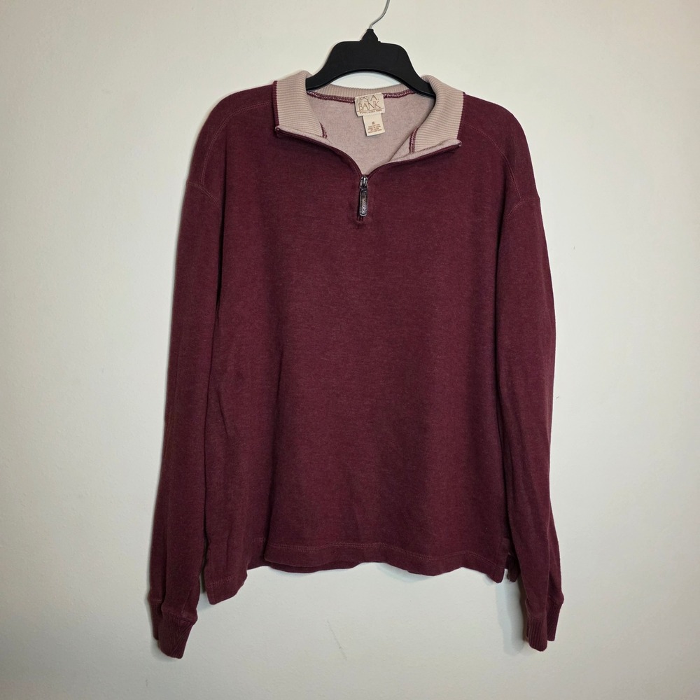 Jos A Bank Mens‎ 1/4 Zip Pullover Burgundy Mock Neck Sweatshirt - Picture 2 of 6